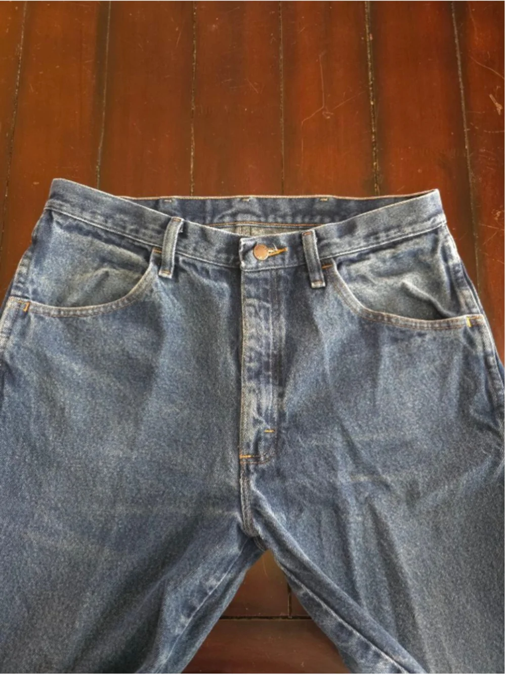 Vintage 90s Men's Rustler Blue Straight Jeans Size 34x32 Grunge Casual